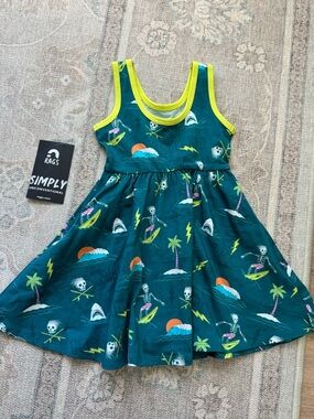 Rags to Raches Girls Dress 18/24 M Blue Shark Surf Skeleton Flare Twirl